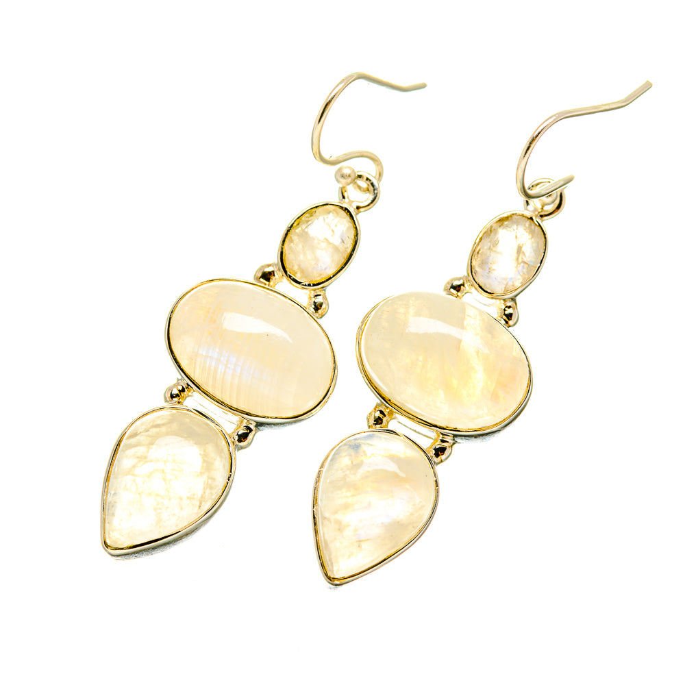 Rainbow Moonstone Earrings handcrafted by Ana Silver Co - EARR418571