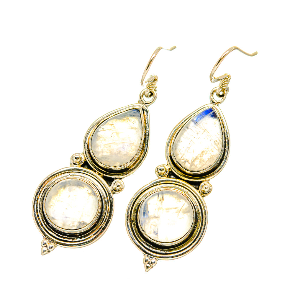 Rainbow Moonstone Earrings handcrafted by Ana Silver Co - EARR418579