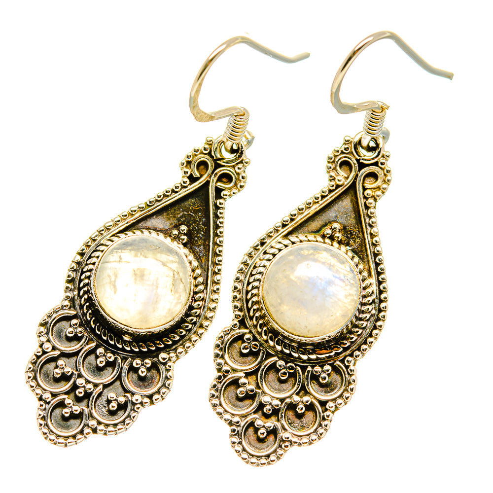 Rainbow Moonstone Earrings handcrafted by Ana Silver Co - EARR418598