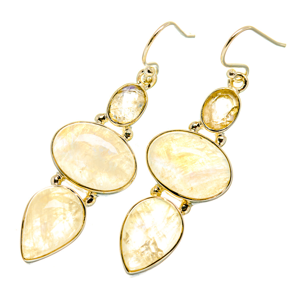Rainbow Moonstone Earrings handcrafted by Ana Silver Co - EARR418631