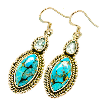 Blue Copper Composite Turquoise Earrings handcrafted by Ana Silver Co - EARR418639