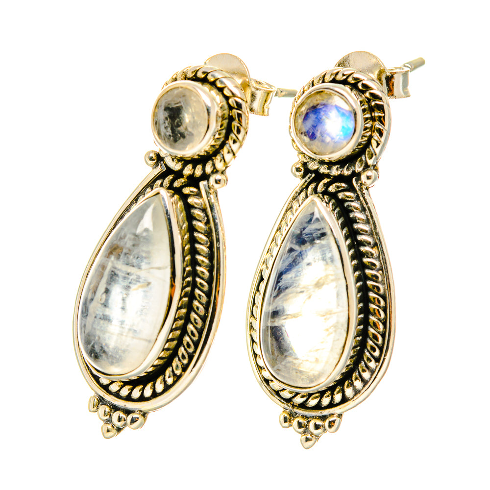 Rainbow Moonstone Earrings handcrafted by Ana Silver Co - EARR418649