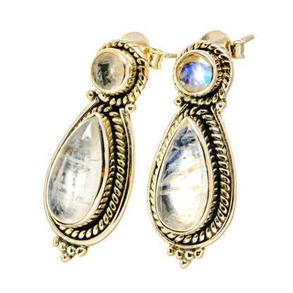 Rainbow Moonstone Earrings handcrafted by Ana Silver Co - EARR418649