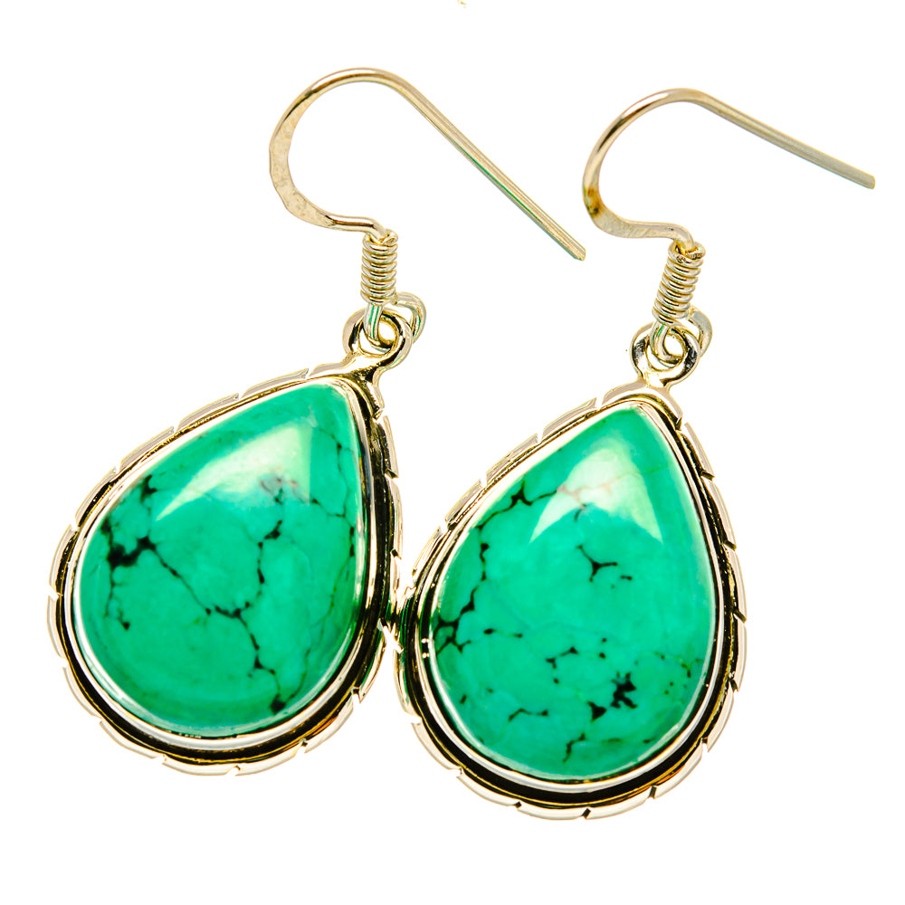Tibetan Turquoise Earrings handcrafted by Ana Silver Co - EARR418652