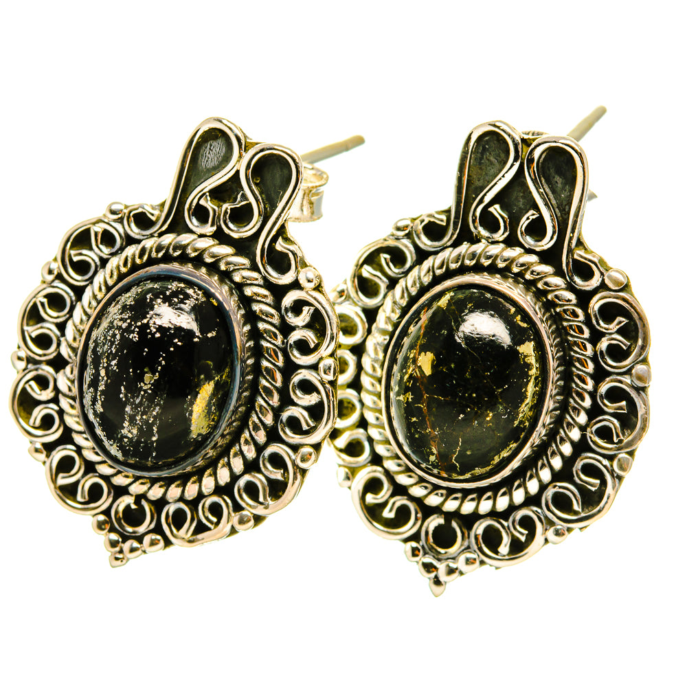 Golden Seraphinite Earrings handcrafted by Ana Silver Co - EARR418655