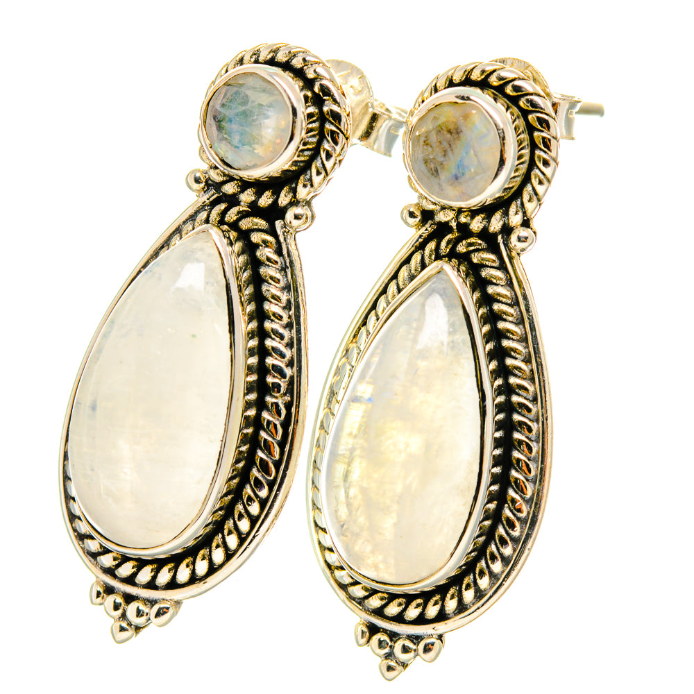 Rainbow Moonstone Earrings handcrafted by Ana Silver Co - EARR418664