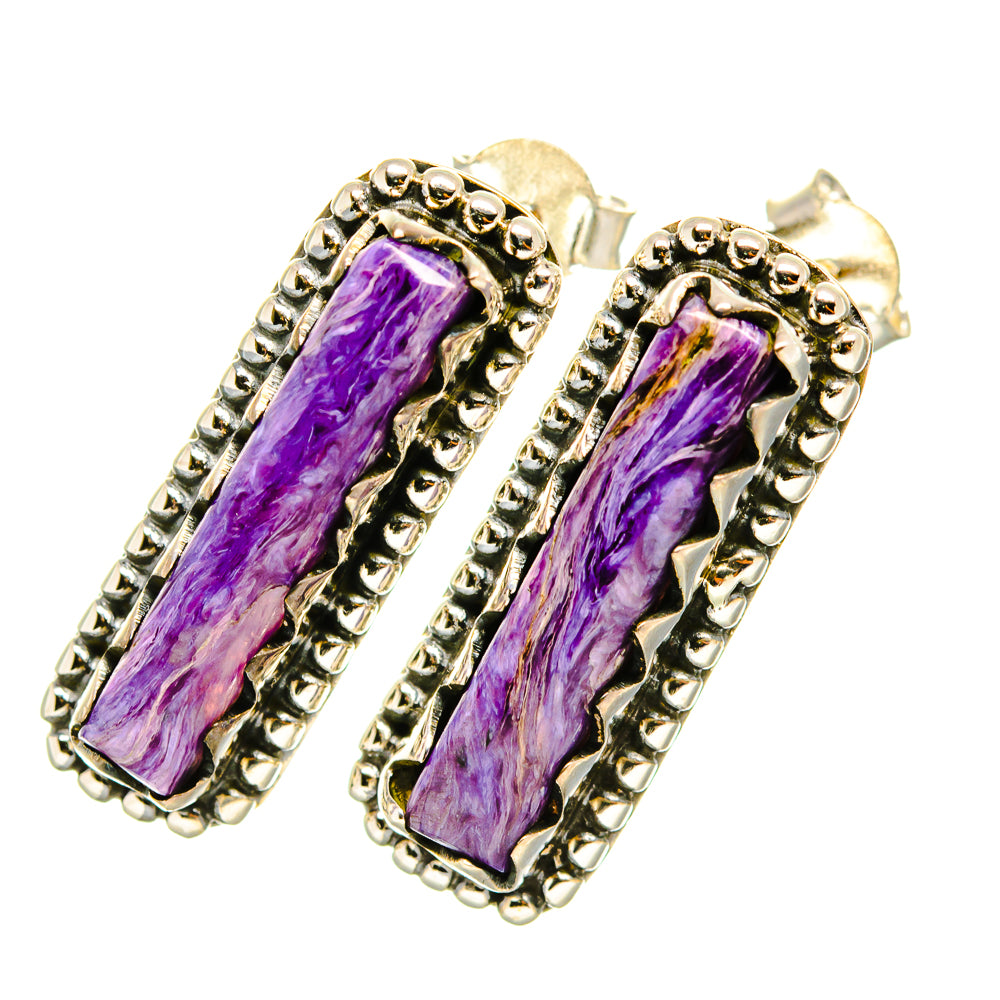 Charoite Earrings handcrafted by Ana Silver Co - EARR418672