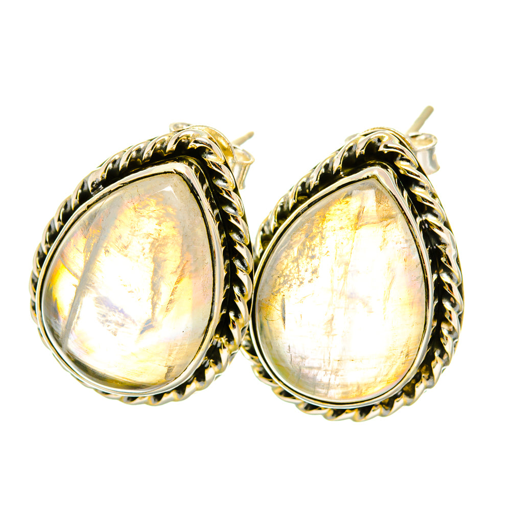 Rainbow Moonstone Earrings handcrafted by Ana Silver Co - EARR418677