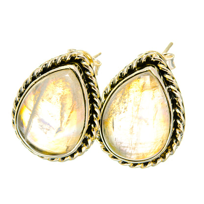 Rainbow Moonstone Earrings handcrafted by Ana Silver Co - EARR418677