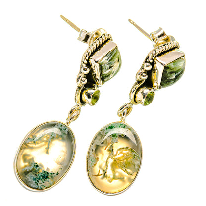 Green Moss Agate Earrings handcrafted by Ana Silver Co - EARR418688
