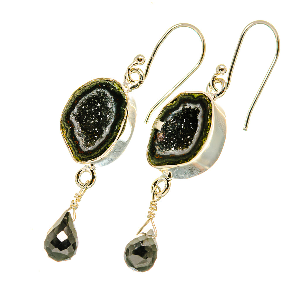 Black Geode Slice Earrings handcrafted by Ana Silver Co - EARR418710