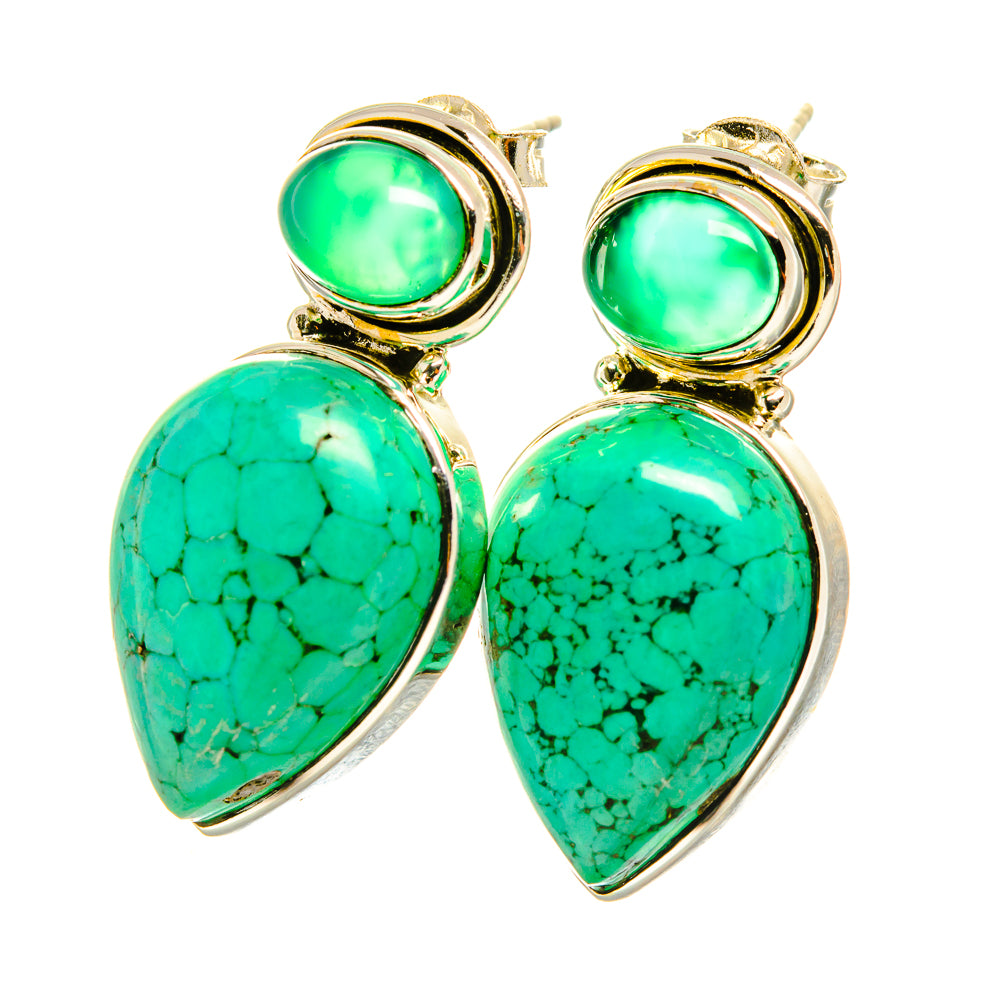 Tibetan Turquoise Earrings handcrafted by Ana Silver Co - EARR418726