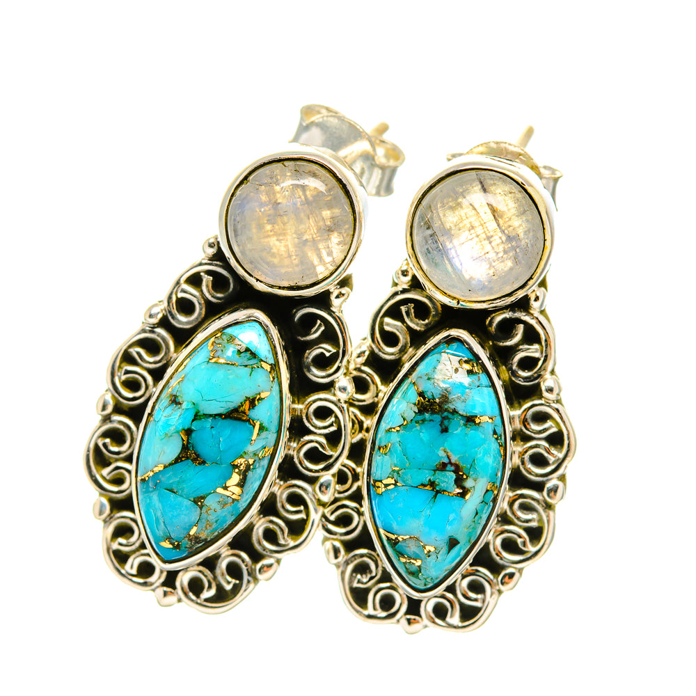 Blue Copper Composite Turquoise Earrings handcrafted by Ana Silver Co - EARR418744
