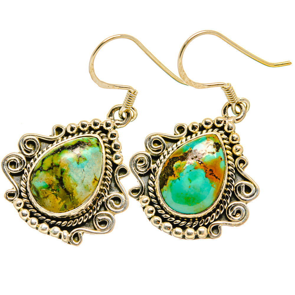 Tibetan Turquoise Earrings handcrafted by Ana Silver Co - EARR418819