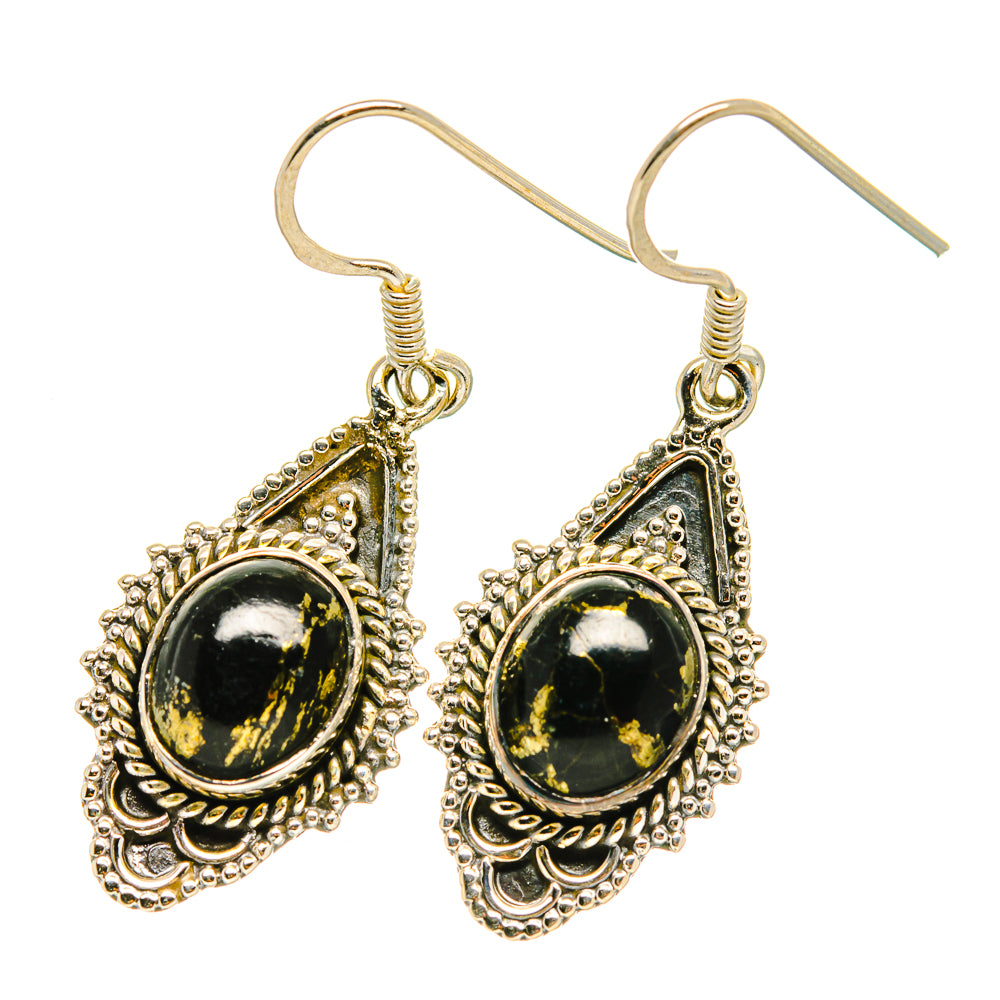 Pyrite In Black Onyx Earrings handcrafted by Ana Silver Co - EARR418821