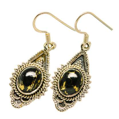 Pyrite In Black Onyx Earrings handcrafted by Ana Silver Co - EARR418821