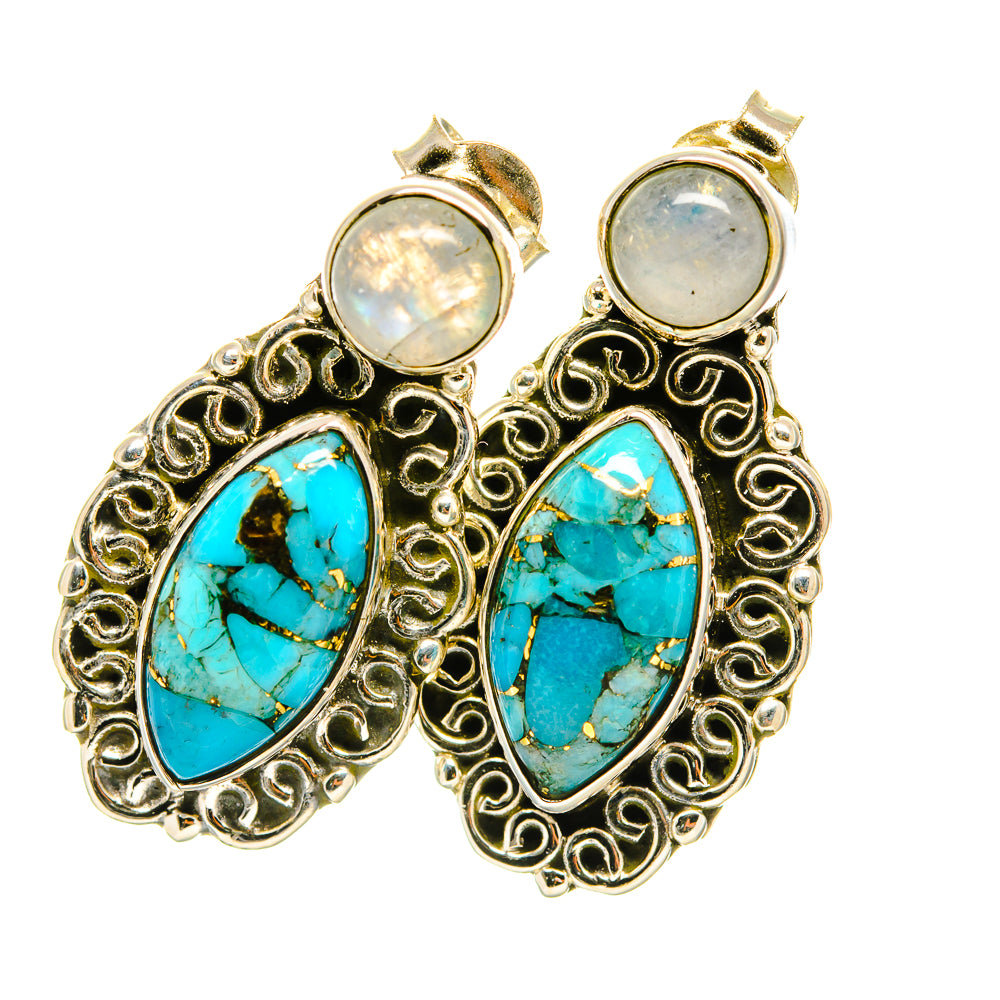Blue Copper Composite Turquoise Earrings handcrafted by Ana Silver Co - EARR418826