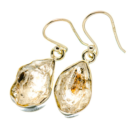 Pair of teardrop Herkimer diamond earrings, 925 sterling silver hooks, clear faceted stones