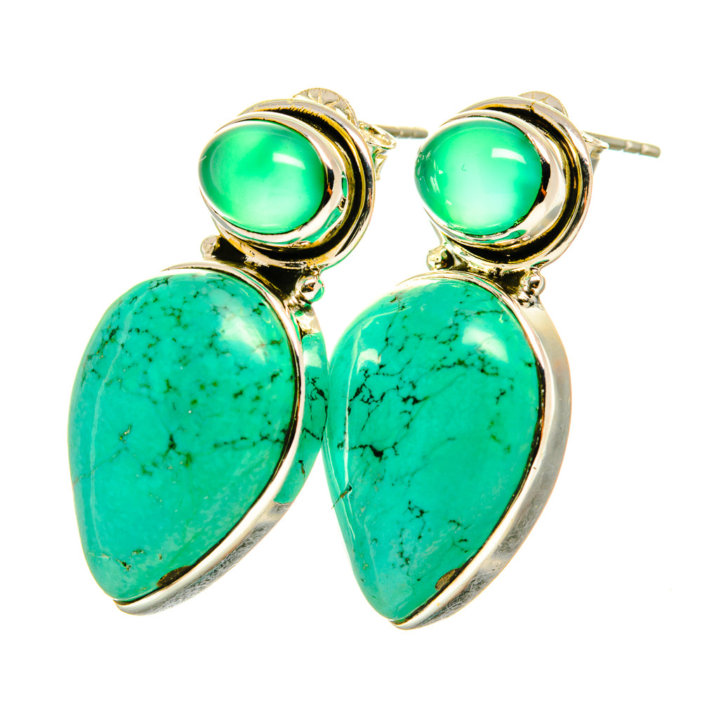 Tibetan Turquoise Earrings handcrafted by Ana Silver Co - EARR418849