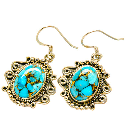 Blue Copper Composite Turquoise Earrings handcrafted by Ana Silver Co - EARR418850
