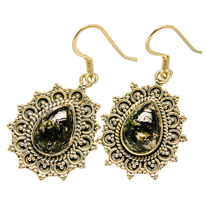 Golden Seraphinite Earrings handcrafted by Ana Silver Co - EARR418858