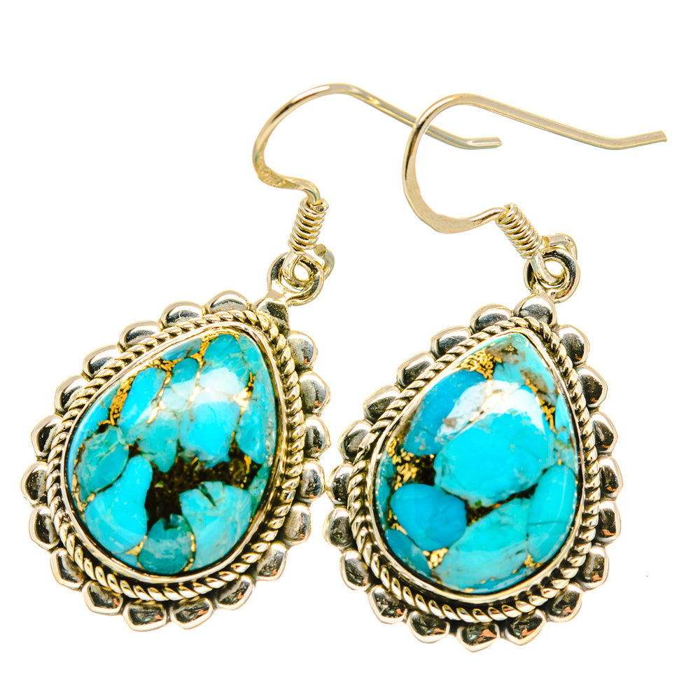 Blue Copper Composite Turquoise Earrings handcrafted by Ana Silver Co - EARR418860