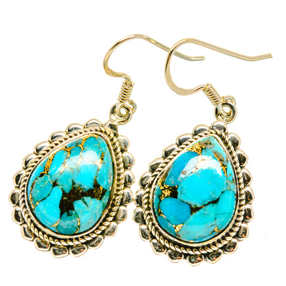 Blue Copper Composite Turquoise Earrings handcrafted by Ana Silver Co - EARR418860