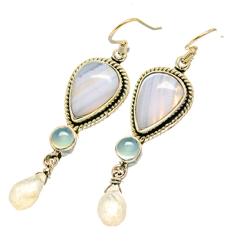 Blue Lace Agate Earrings handcrafted by Ana Silver Co - EARR418878