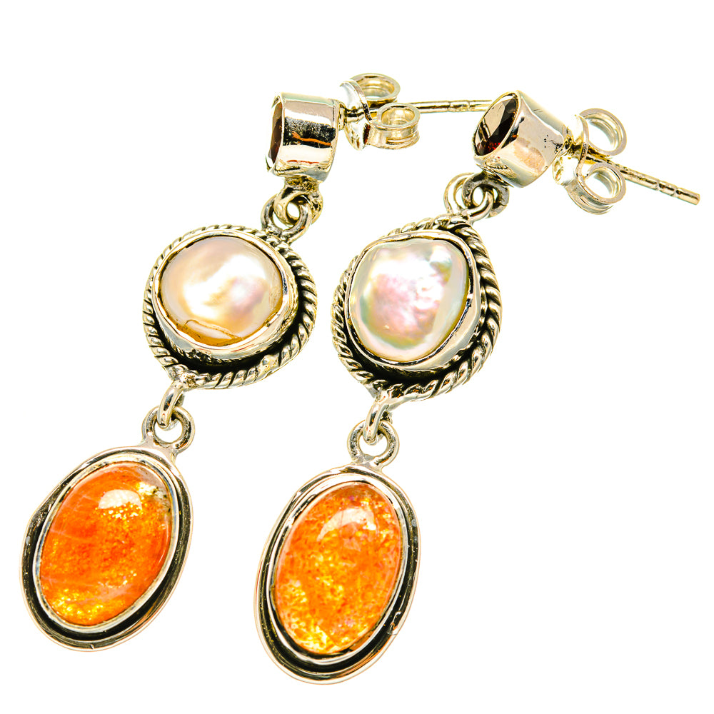 Sunstone Earrings handcrafted by Ana Silver Co - EARR418879