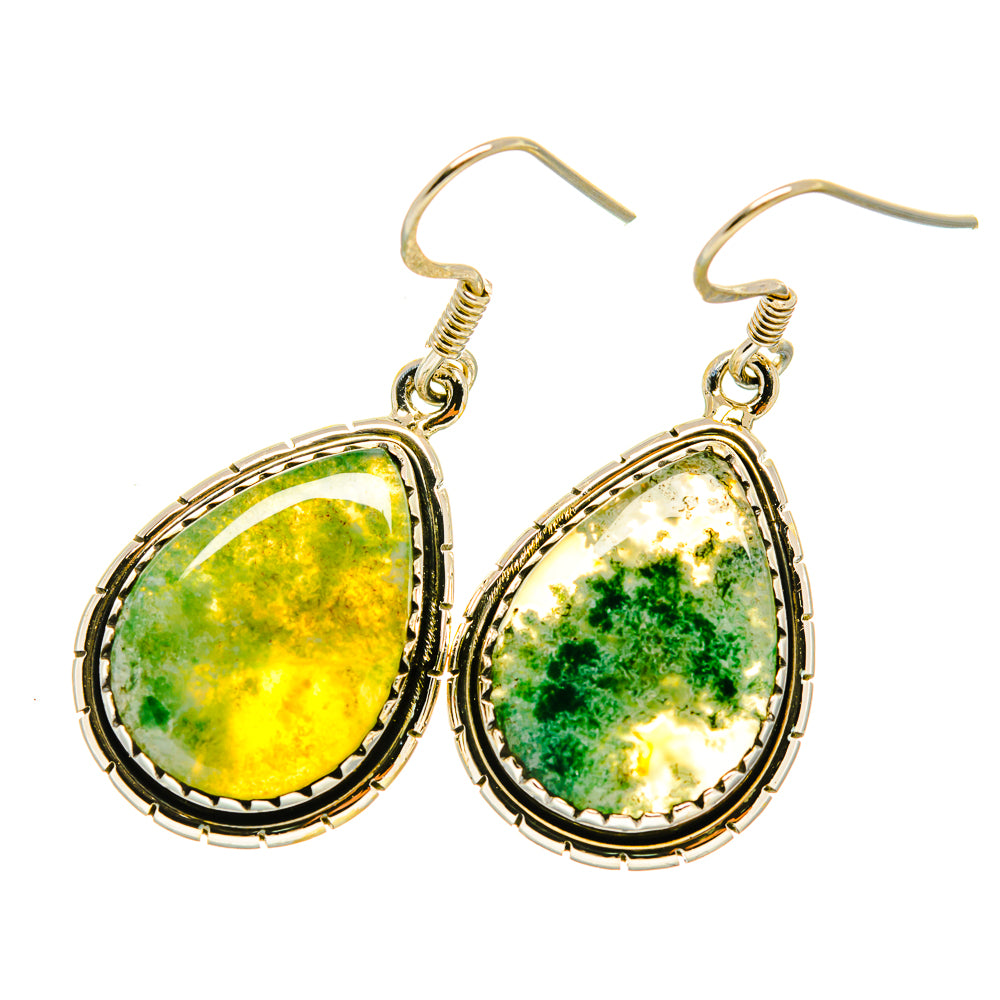 Green Moss Agate Earrings handcrafted by Ana Silver Co - EARR418890