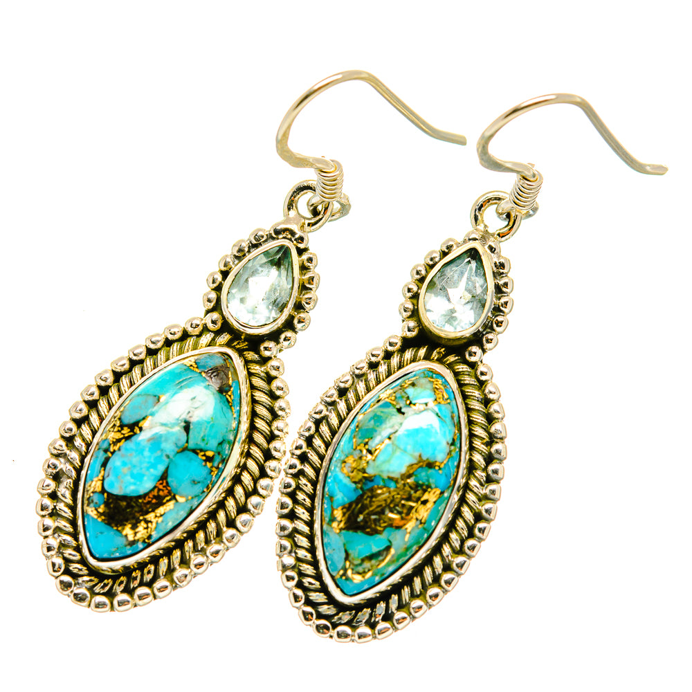 Blue Copper Composite Turquoise Earrings handcrafted by Ana Silver Co - EARR418899