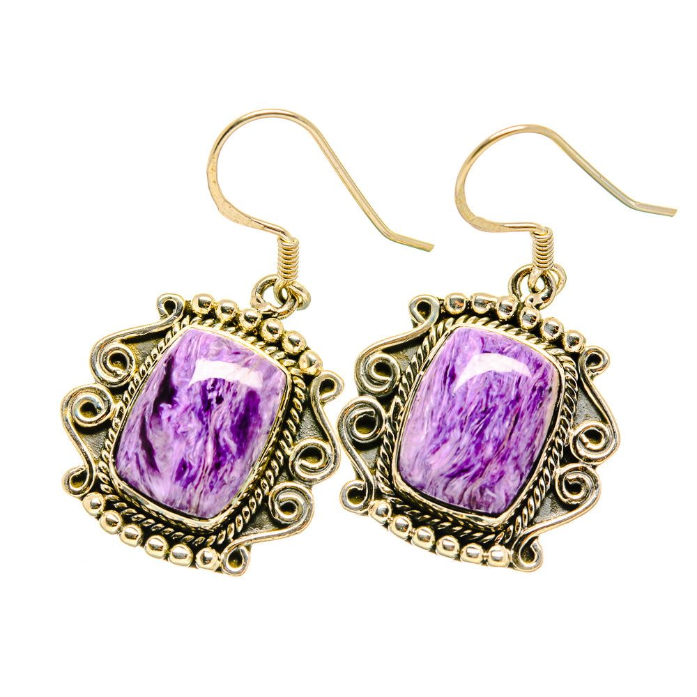 Charoite Earrings handcrafted by Ana Silver Co - EARR418904