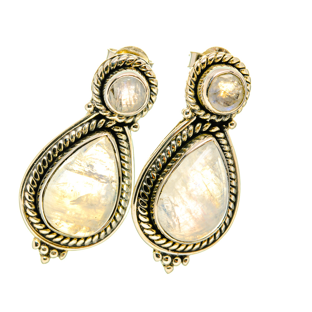 Rainbow Moonstone Earrings handcrafted by Ana Silver Co - EARR418928