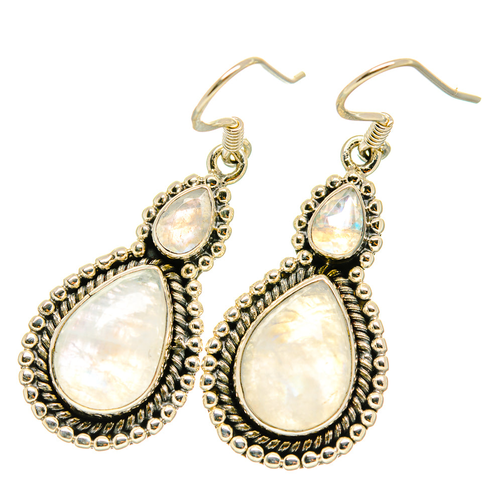 Rainbow Moonstone Earrings handcrafted by Ana Silver Co - EARR418933