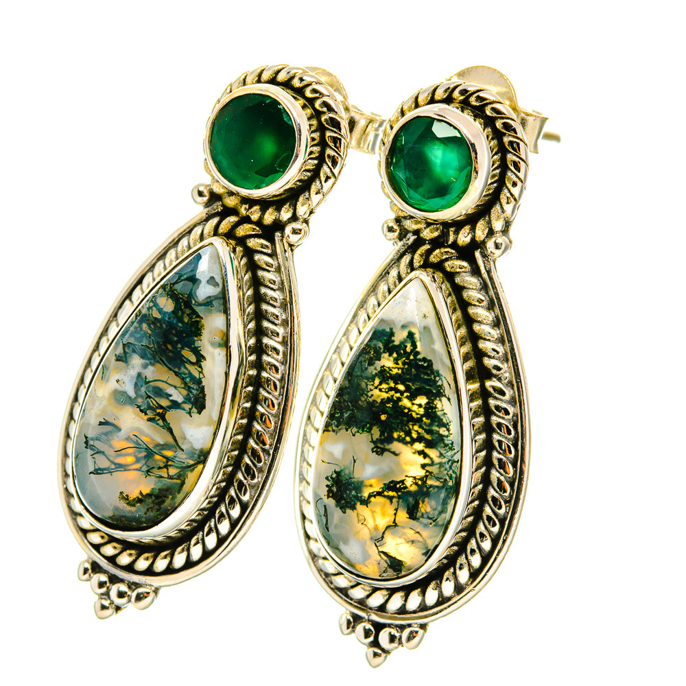 Green Moss Agate Earrings handcrafted by Ana Silver Co - EARR418940