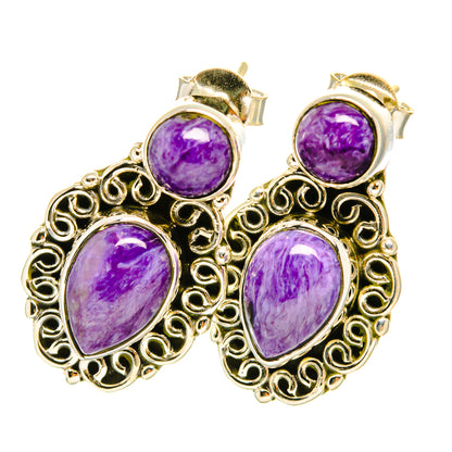 Charoite Earrings handcrafted by Ana Silver Co - EARR418979