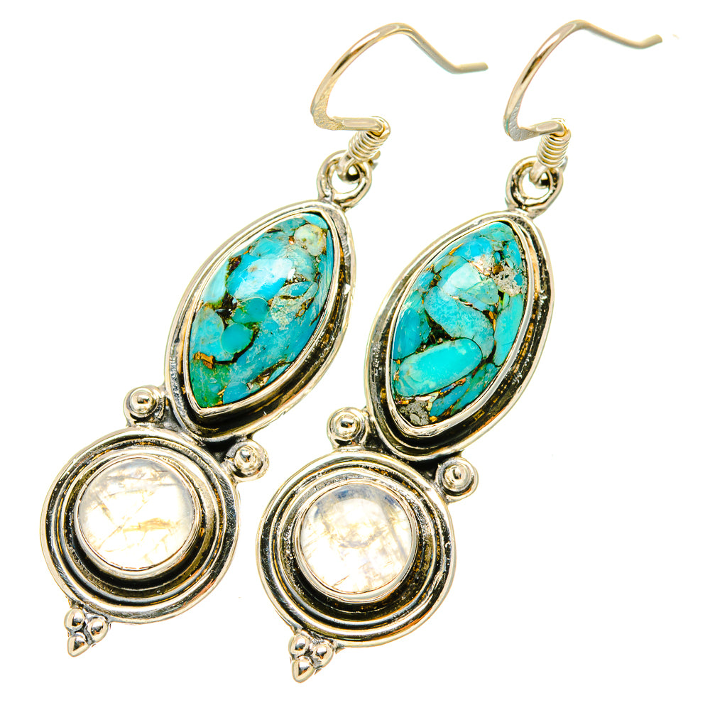 Blue Copper Composite Turquoise Earrings handcrafted by Ana Silver Co - EARR418985