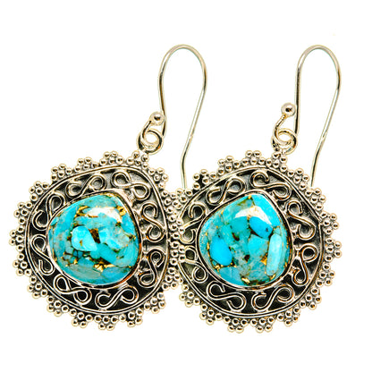 Blue Copper Composite Turquoise Earrings handcrafted by Ana Silver Co - EARR418997