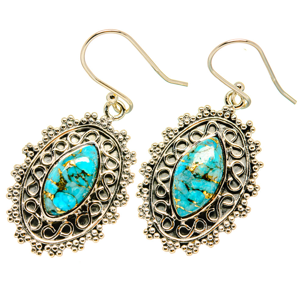 Blue Copper Composite Turquoise Earrings handcrafted by Ana Silver Co - EARR419000