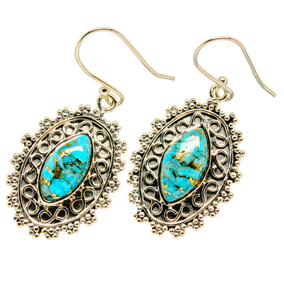 Blue Copper Composite Turquoise Earrings handcrafted by Ana Silver Co - EARR419000