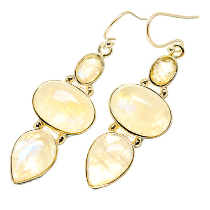 Rainbow Moonstone Earrings handcrafted by Ana Silver Co - EARR419010