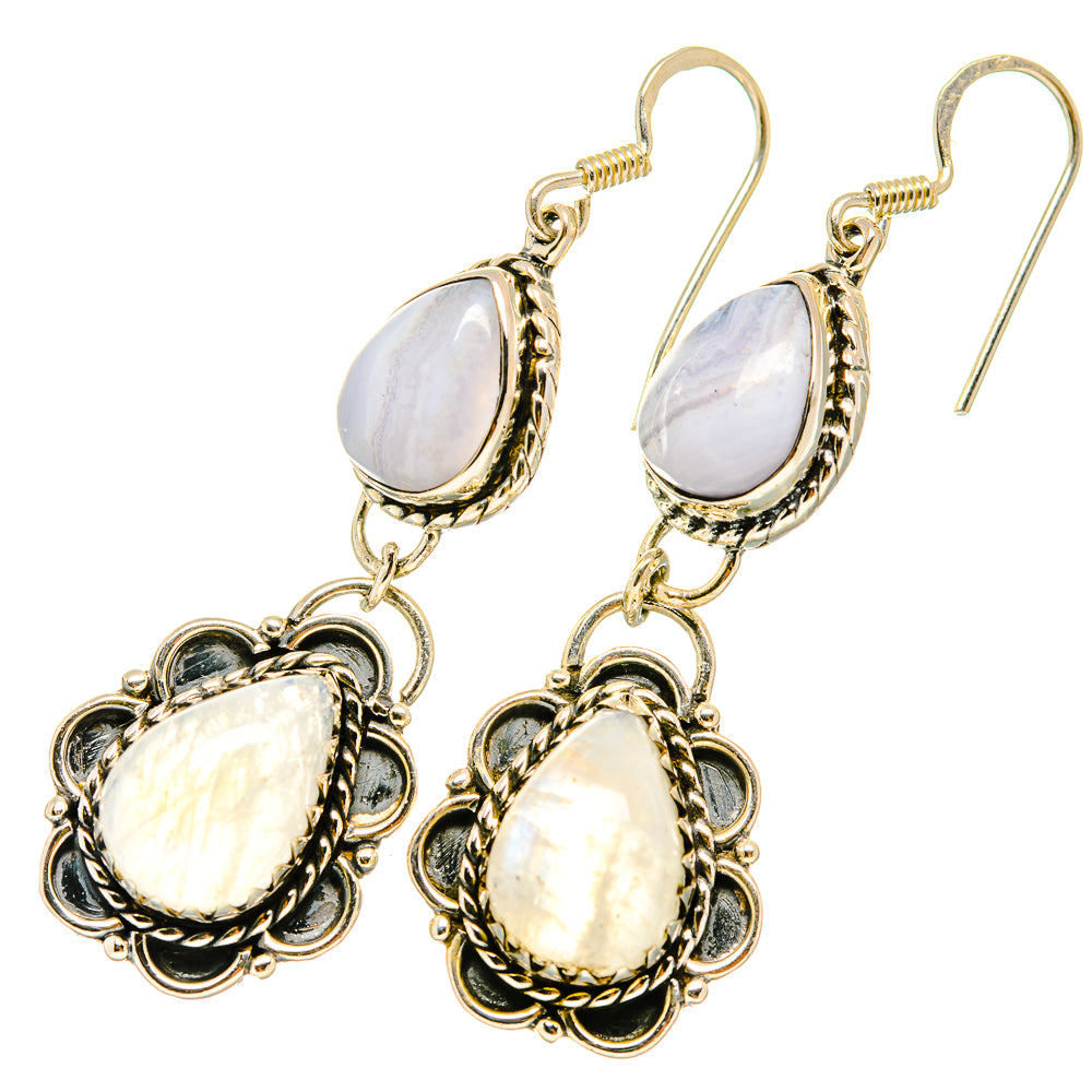 Rainbow Moonstone Earrings handcrafted by Ana Silver Co - EARR419019