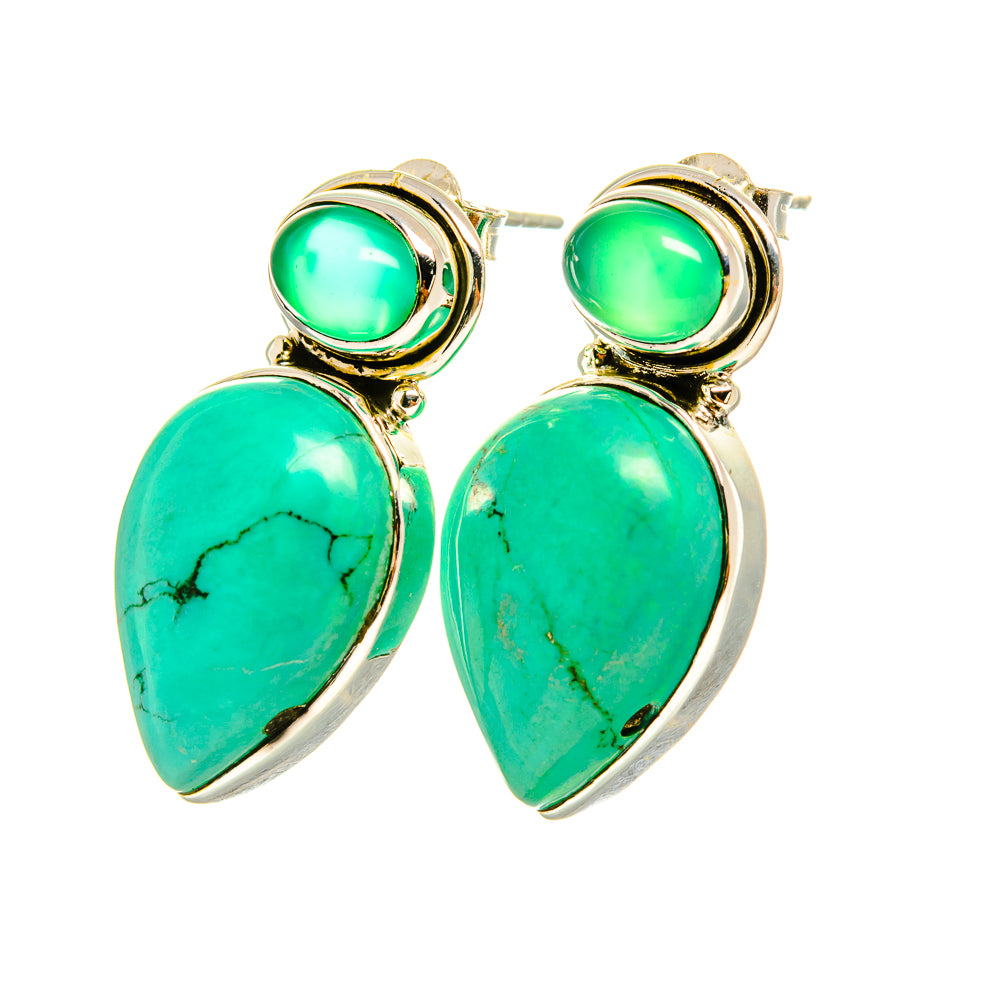 Tibetan Turquoise Earrings handcrafted by Ana Silver Co - EARR419059