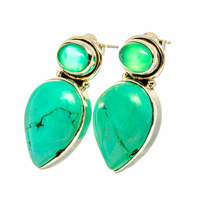 Tibetan Turquoise Earrings handcrafted by Ana Silver Co - EARR419059
