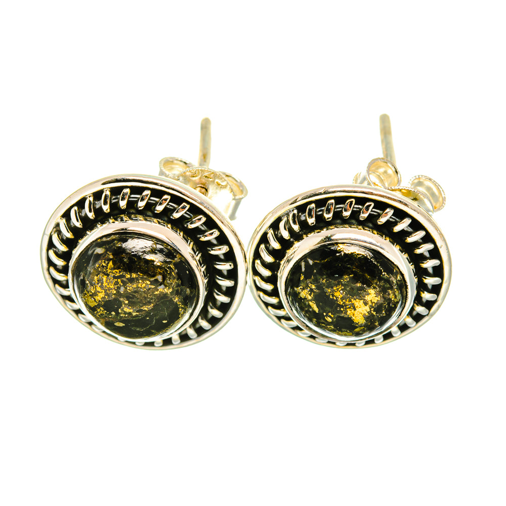 Pyrite In Black Onyx Earrings handcrafted by Ana Silver Co - EARR419063