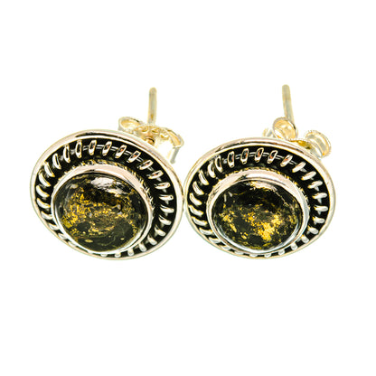 Pyrite In Black Onyx Earrings handcrafted by Ana Silver Co - EARR419063