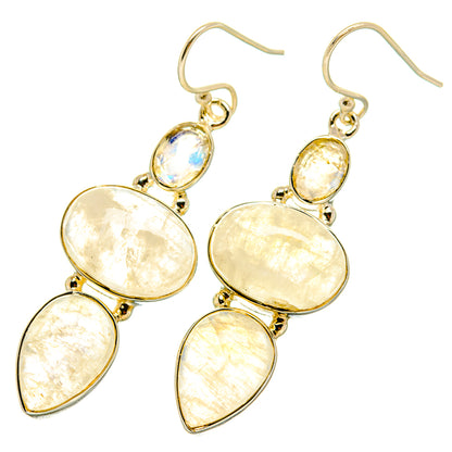 Rainbow Moonstone Earrings handcrafted by Ana Silver Co - EARR419091