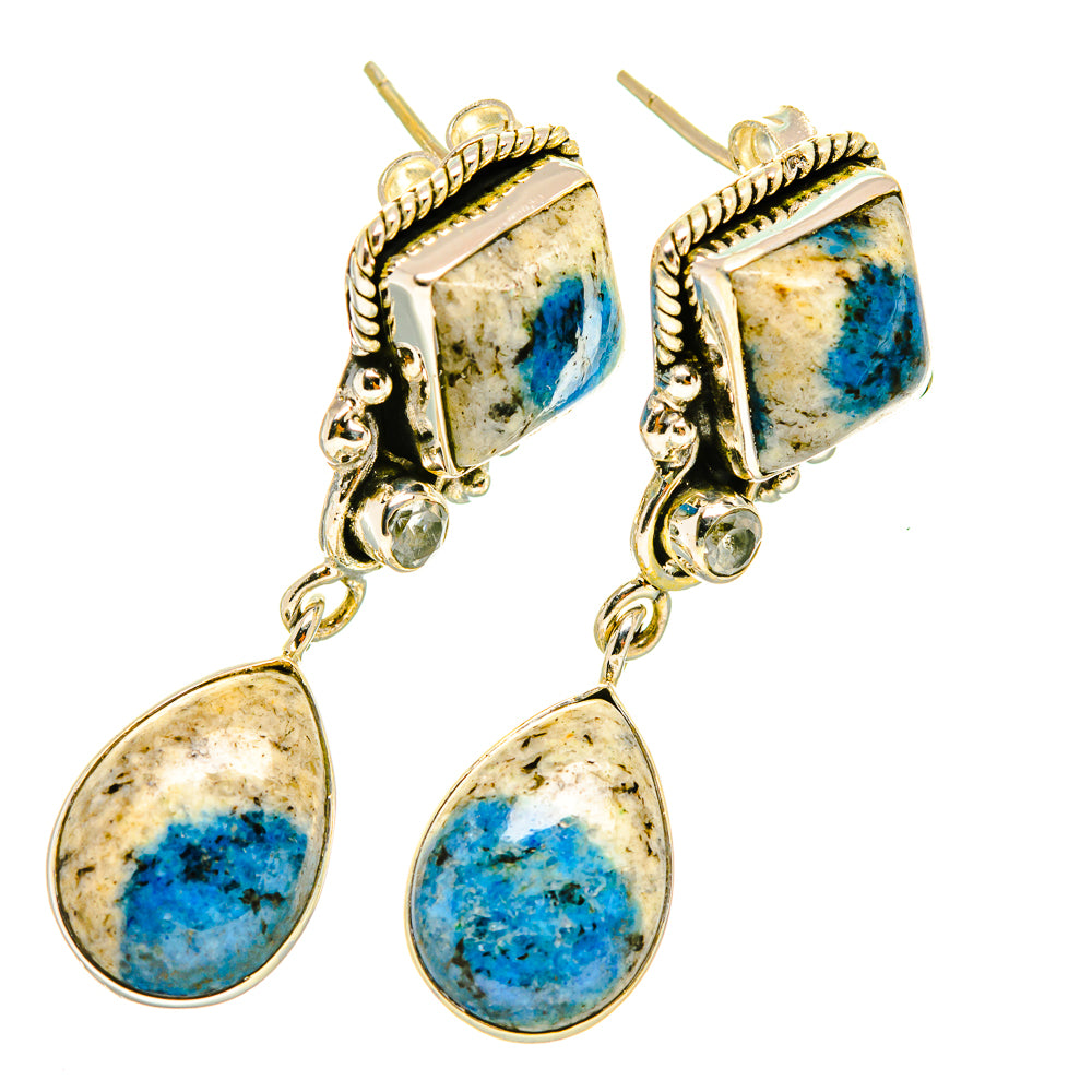K2 Blue Azurite Earrings handcrafted by Ana Silver Co - EARR419094