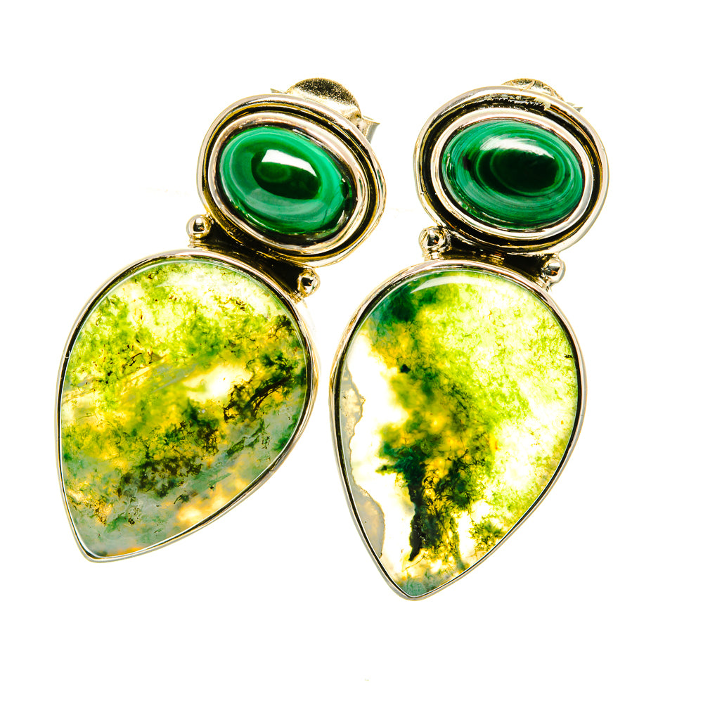 Green Moss Agate Earrings handcrafted by Ana Silver Co - EARR419119