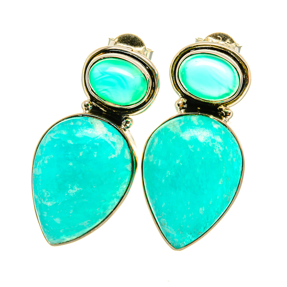 Amazonite Earrings handcrafted by Ana Silver Co - EARR419125